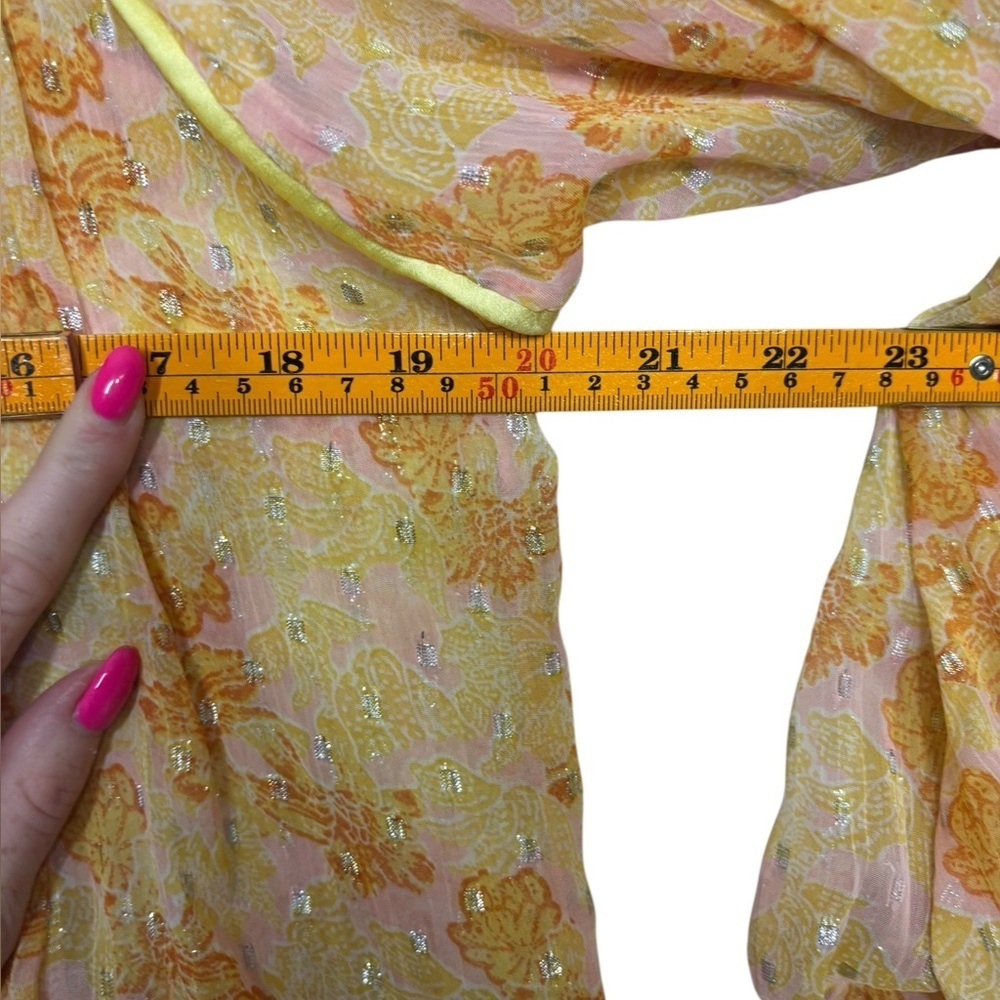 Free People Sheer Flowy Yellow Paste Ruffle Tiered Mini Dress Small *no slip - Picture 7 of 10